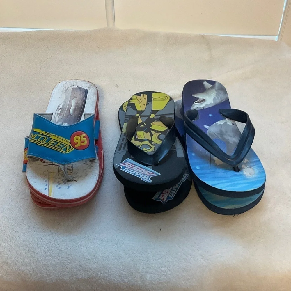 Kids Character Flip Flops - Red, Black, Blue